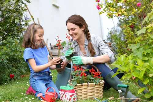 Professional Thamesmead landscapers arranging planting and paving